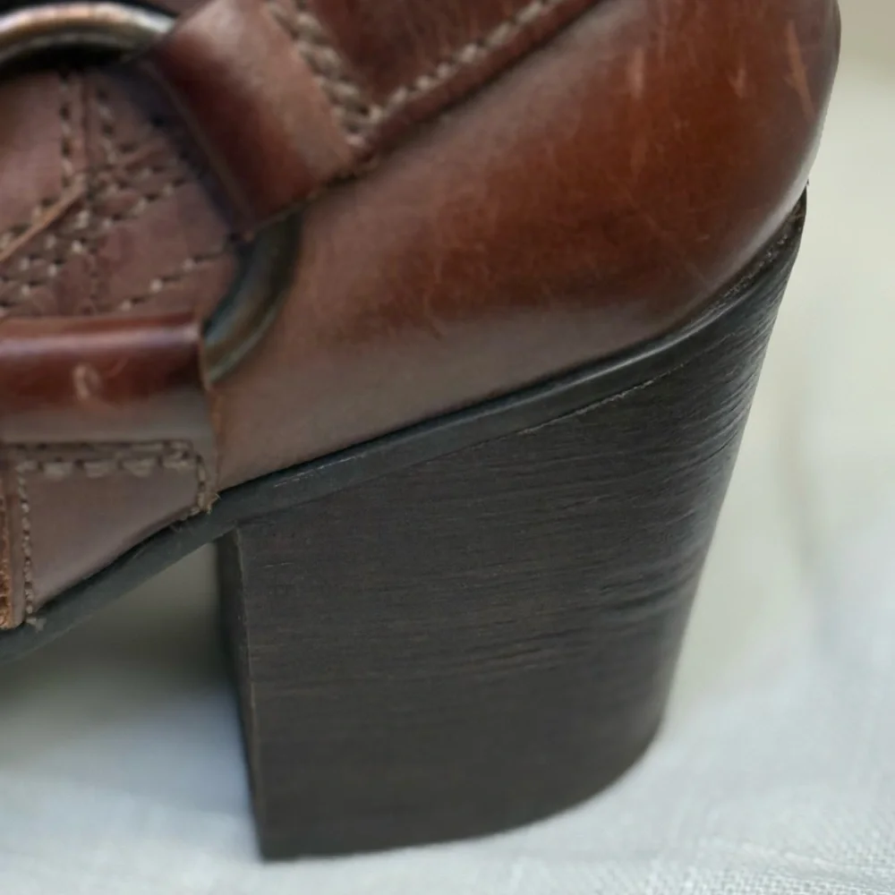 Gorgeous Lux Cognac Leather Bussola Brown Ankle Boots Size 38 (US 7) - Picture 4 of 16